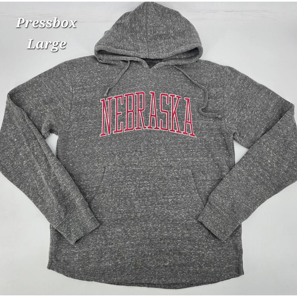 Pressbox Nebraska Hoodie – Heathered Gray (Size Large)